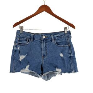 Old Navy Size 6 Distressed Denim Jean Cutoff Boyfriend Shorts Mid Rise Blue